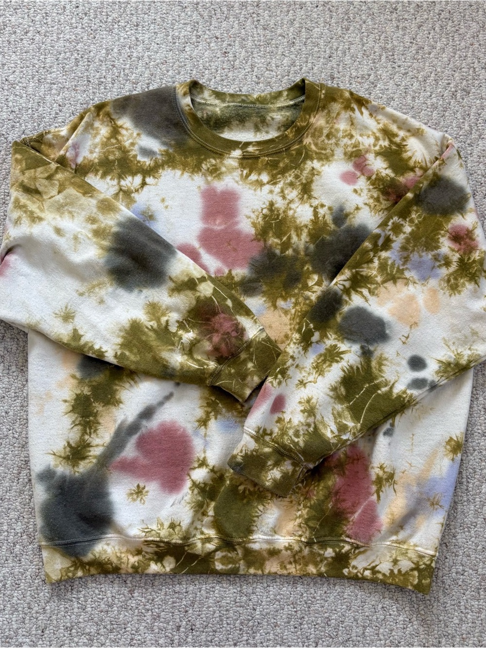Tie-Dye Crewneck Sweatshirt - Olive, Pink, Gray